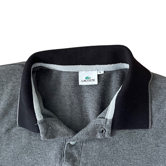 Vintage Lacoste Short Sleeve Polo Shirt Mens L Grey Green Stripe Croc 90s Sport - Picture 4 of 10
